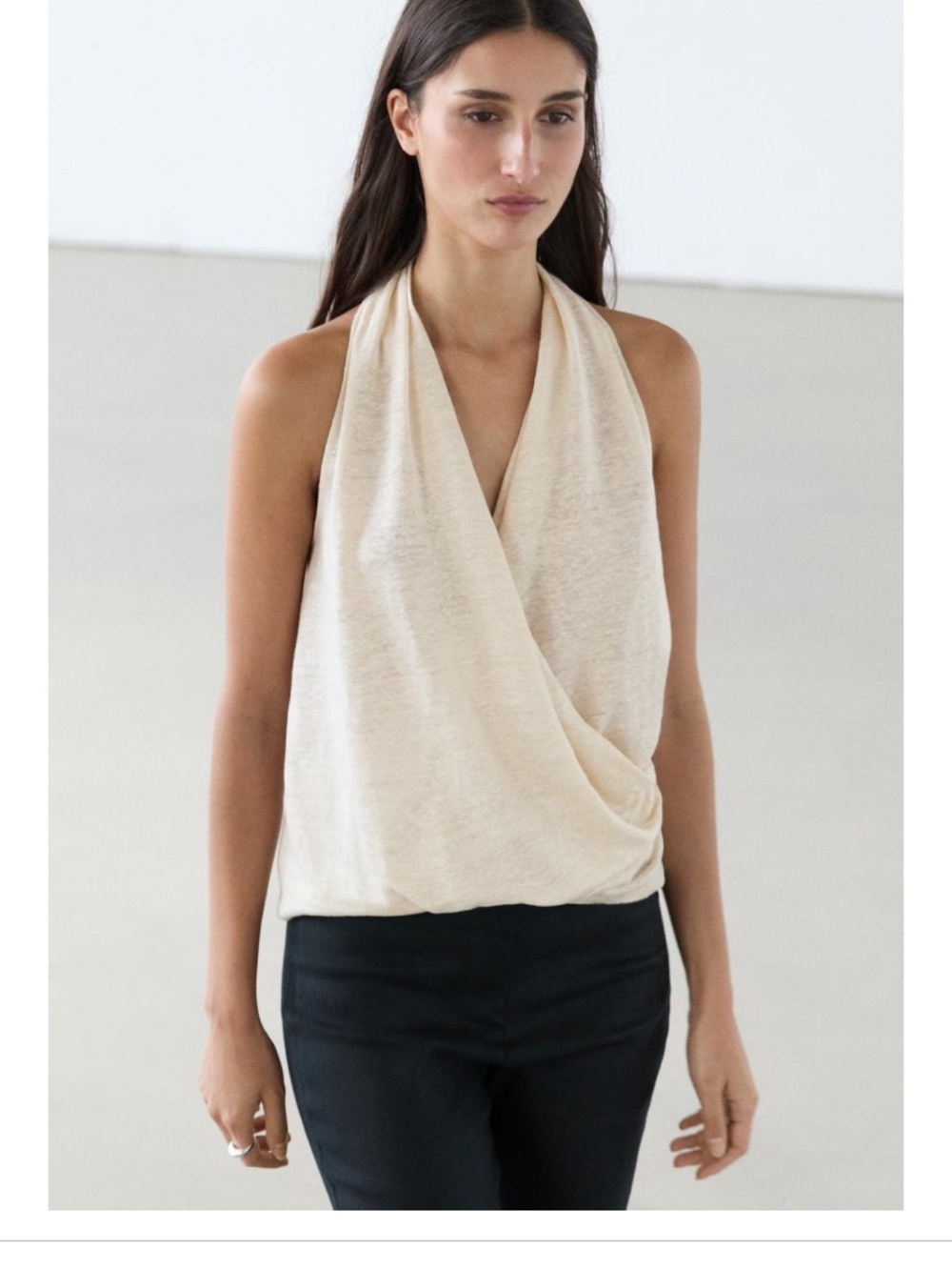 Massimo Dutti 100% Linen Halter Top, size M